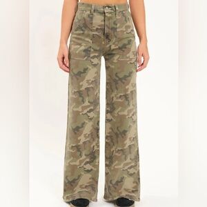 Daze Denim Far Out High Waist Wide Leg Jeans Camo